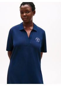Damen Polokleid "CRV OPEN-NK STAMP REG POLO DRESS", blau, casual, Gr. 54, Tommy Hilfiger Curve, unifarben, Obermaterial: 96% Baumwolle, 4% Elasthan,