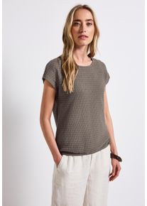 Street One Damen T-Shirtschwarz tumble beige, Gr. 34, unifarben, Web, Obermaterial: 60% Polyester, 40% Baumwolle, Shirts, in Struktur-Optik