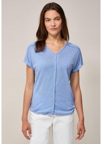 Cecil Damen T-Shirt, blau, casual, Gr. XXL, unifarben, Stoff, 55% Polyester, 45% Viskose, Shirts, 2in1 Optik