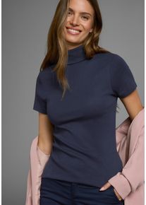 Flashlights Damen Rollkragenshirt, blau, Basic, Gr. 40, unifarben, Jersey, Obermaterial: 100% Baumwolle, Shirts, figurbetont, Basic-Stil, Rollkragen,