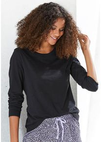 Vivance Dreams Pyjamaoberteil schwarz Gr. 32/34 für Damen. Mit Rundhals. Comfort Fit. Nachhaltig.