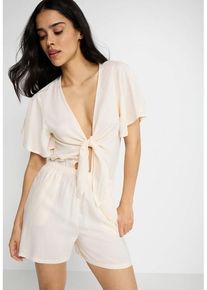 LSCN BY LASCANA Kurzoverall beige Gr. 34 für Damen. Mit tiefer V-Ausschnitt. Figurumspielend. Nachhaltig.