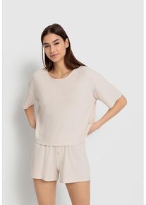 LSCN BY LASCANA Shorty beige Gr. 32/34 für Damen. Rundhals und Zierknöpfe. Oversize