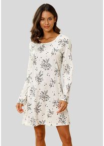 Vivance Dreams Nachthemd beige Gr. 32/34 für Damen. Rundhals und Allover-Druck. Bequem. Nachhaltig.
