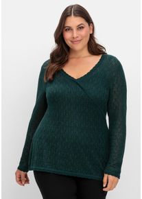 Große Größen Pullover aus Ajourstrick, in Wickeloptik Gr. 40/42 grün von sheego für Damen