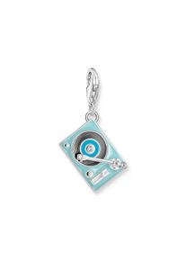 Thomas Sabo Damen Charm-Einhänger "Plattenspieler-Motiv, 2217-041-7"silberfarben, blau, türkis, schwarz, kristallweiß, kristallweiß, Silber 925