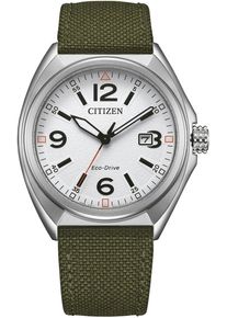Citizen Herren Solaruhrolivgrün, weiß, Armbanduhren, Armbanduhr, Herrenuhr, analog, Tag, Batterie-Entladungsanzeige