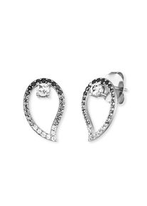 Engelsrufer Damen Paar Ohrstecker "Yin Yang Tropfen, ERE-YIYABAL-ZI", Silber 925 (Sterlingsilber)silberfarben, kristallweiß, dunkelgrau, schwarz,