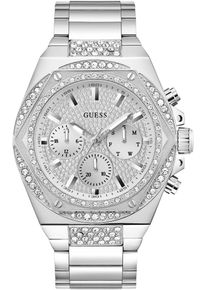 Guess Herren Multifunktionsuhr "FURY"silberfarben, Armbanduhren, Quarzuhr, Armbanduhr, Herrenuhr, Datum, Wochentag, Edelstahlarmband
