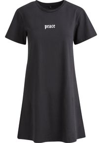 MISS TEE Damen Shirtkleid "Miss Tee Girls Peace Hand Ladies Tee Dress", schwarz, klassisch, Gr. XS, 100% Baumwolle, Kleider
