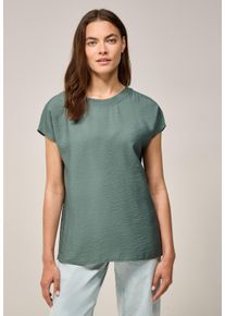 Cecil Damen Kurzarmbluseschwarz balmy khaki, casual, Gr. S, unifarben, Stoff, 84% Viskose, 16% Polyamid, Blusen, mit Rundhalsausschnitt