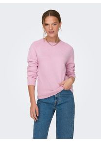 Only Damen Rundhalspullover "ONLRICA LIFE L/S PULLOVER KNT NOOS", lila, modisch, Gr. S, meliert, Strick, Obermaterial: 93% Polyester, 4% Nylon, 3%