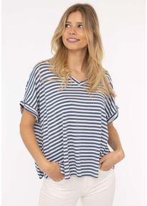 Zwillingsherz Damen T-Shirt ""Maritime Streifen"", blau, modisch, gestreift, Obermaterial: 97% Viskose, 3% Elasthan, Shirts, mit hohem Viskoseanteil,