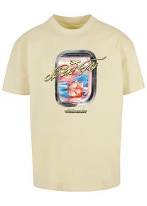 Herren T-Shirt "Upscale by Mister Tee Sip&Fly Heavy Oversize Tee", gelb, casual, Gr. XXL, UPSCALE BY MISTER TEE, bedruckt, 100% Baumwolle, Shirts