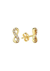 Vivance Damen Paar Ohrstecker "925/- Sterling Silber vergoldet Infinity Zirkonia", ONE-SIZE, Silber 925 (Sterlingsilber), gelb, Silber 925