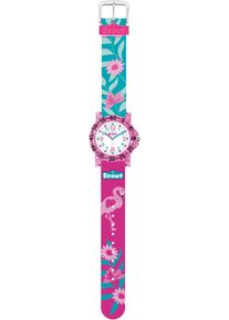 Scout Kinder Quarzuhr "The IT-Collection", bunt, Armbanduhren, Armbanduhr, Kinderuhr, Lernuhr, Mädchen, Blumen, Flamingo, Geschenk