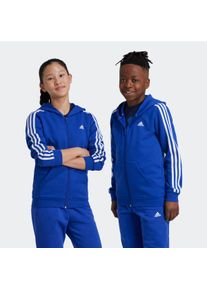 Kinder Kapuzensweatshirt "ESSENTIALS 3STREIFEN FLEECE KAPUZENJACKE", blau, sportlich, Gr. 176, adidas Sportswear, clean, Obermaterial: 78% Baumwolle,