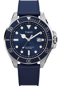 Timex Herren Quarzuhr "HARBORSIDE COAST"dunkelblau, Armbanduhren, Armbanduhr, Herrenuhr,Kunststoffarmband,Datum, bis 10 bar wasserdicht