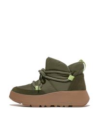fitflop Damen Winterboots "F-MODE", Gr. 37, grün, Polyester, Leder, unifarben, casual, Schuhe, Snowboots, Schlupfboots mit Plateau