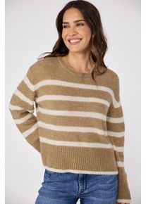 LIEBLINGSSTÜCK LIEBLINGSSTÜCK Damen Rundhalspullover "TradineEP", braun, modisch, Gr. 42, gestreift, mehrfarbig, gemustert, Strick, Obermaterial: 50% Alpaka, 28%