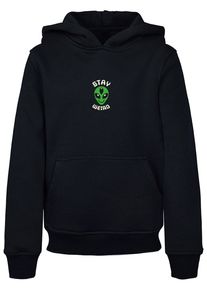 MisterTee Mädchen Kapuzensweatshirt "MisterTee Herren Kids Stay Weird Hoody", schwarz, Gr. 134, bedruckt, 65% Baumwolle, 35% Polyester, Sweatshirts