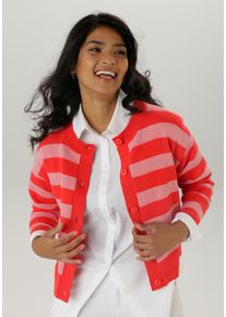 Damen Strickjacke, rot, modisch, Gr. 40, Aniston SELECTED, gestreift, gemustert, Strick, Obermaterial: 70% Baumwolle, 30% Polyamid, Strickjacken, im