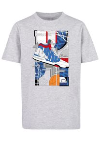 MisterTee Jungen T-Shirt "MisterTee Herren Kids Sneaker Collage Tee", grau, casual, Gr. 146, bedruckt, 100% Baumwolle, Shirts