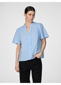 Y.A.S Damen Blusentop "YASTIA SS TOP S. NOOS", blau, modisch, Gr. M, unifarben, Web, Obermaterial: 100% Baumwolle, Blusen