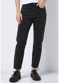 Noisy may Damen Straight-Jeans "NMMONI HW STRAIGHT ANK BLACK JEANS NOOS", schwarz, modisch, Gr. 25, unifarben, Denim/Jeans, Obermaterial: 99%