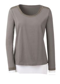 Inspirationen Damen Rundhalsshirt "Shirt", grau, Gr. 40, unifarben, bedruckt, gemustert, metallic, mehrfarbig, 50% Baumwolle, 50% Modal, Shirts