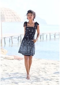 Lascana Damen Minikleiddunkelblau allover, casual, Gr. 42, bedruckt, Single Jersey, Obermaterial: 95% Viskose, 5% Elasthan, Kleider, mit Trägern zum