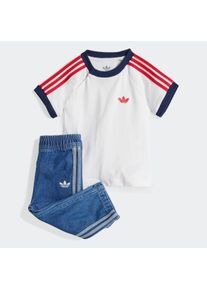 Kinder Trainingsanzug "DENIM TEE SET"medium blau denim, weiß, sportlich, Gr. 92, adidas originals, Obermaterial: 100% Baumwolle, Sportanzüge