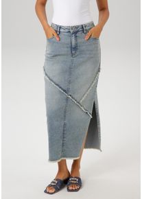 Aniston CASUAL Damen Jeansrock, blau, casual, Gr. 40, Abriebeffekte, used, Denim/Jeans, Obermaterial: 75% Baumwolle, 23% Polyester, 2% Elasthan,