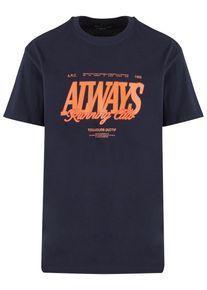 Herren T-Shirt "Upscale by Mister Tee Always Running Oversize Tee", blau, casual, Gr. M, UPSCALE BY MISTER TEE, bedruckt, 100% Baumwolle, Shirts