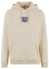 MisterTee Herren Kapuzensweatshirt "MisterTee NYC Old English Wording Patch Hoody", beige, Gr. XL, bedruckt, 65% Baumwolle, 35% Polyester, Sweatshirts