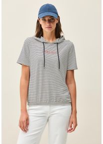 Cecil Damen Kapuzenshirt, weiß, casual, Gr. XXL, gestreift, Stoff, 85% Viskose, 5% Elasthan, 5% Polyester, 5% Metalfaser, Shirts, bestehend aus einem