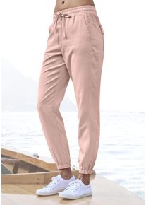 Lascana Damen Schlupfhose, orange, casual, Gr. 46, unifarben, Web, Obermaterial: 65% Lyocell, 35% Baumwolle, Hosen, aus Webware, leichte Stoffhose