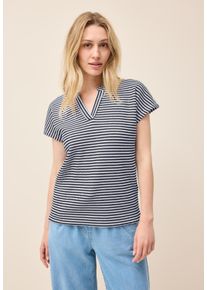 Cecil Damen T-Shirturban navy blau, casual, Gr. S, gestreift, Web, 42% Baumwolle, 42% Polyester, 14% Viskose, 2% Elasthan, Shirts, bestehend aus