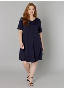 Damen Shirtkleid "Abernathy", blau, Basic, Gr. 52, Base Level Curvy, unifarben, Jersey, Obermaterial: 94% Viskose, 6% Elasthan, Kleider, In leicht