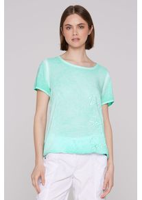 SOCCX Damen Schlupfbluse, blau, casual, Gr. XXL, bedruckt, Material: 100% Viskose, Blusen, mit Gummizug im Saum