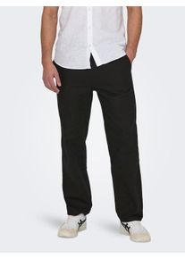 Only & Sons ONLY & SONS Herren Trainingshose "ONSSINUS LOOSE 0007 COT LIN PANT NOOS", schwarz, modisch, Gr. M, unifarben, Web, Obermaterial: 75% Baumwolle, 25%