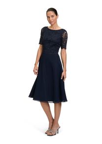 Vera Mont Damen Cocktailkleid "Vera Mont Cocktailkleid mit Spitze", blau, feminin, Gr. 46, Chiffon, Spitze, Obermaterial: 100% Polyester. Futter: