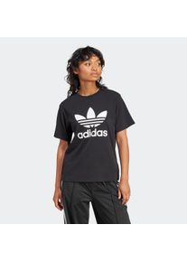 Damen T-Shirt "TREFOIL TEE", schwarz, sportlich, Gr. S, adidas originals, Obermaterial: 94% Baumwolle, 6% Elasthan, Shirts, Basic Shirt mit großem