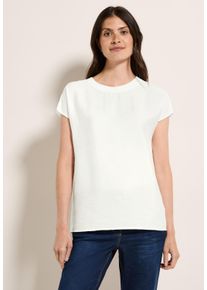 Cecil Damen Kurzarmbluse, weiß, casual, Gr. XS, unifarben, Stoff, 84% Viskose, 16% Polyamid, Blusen, mit Rundhalsausschnitt