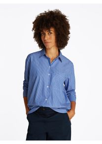 Tommy Hilfiger Damen Hemdbluse "ESS POPLIN EASY FIT SHIRT", blau, casual, Gr. 32, gestreift, Popeline, Obermaterial: 100% Baumwolle, Blusen, Hinten