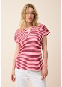 Cecil Damen T-Shirtglazed apple rot, casual, Gr. L, gestreift, Web, 42% Baumwolle, 42% Polyester, 14% Viskose, 2% Elasthan, Shirts, bestehend aus