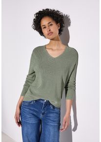 Street One Damen Strickpulloverdusty milky grün, casual, Gr. 36, metallisierte Fasern, Strick, Obermaterial: 78% Baumwolle, 22% metallisierte Fasern,
