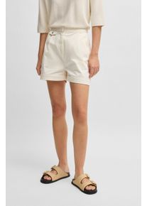 BOSS Orange Damen Shorts "Taschi Premium Damenmode", weiß, casual, Gr. 36, unifarben, Web, Obermaterial: 97% Baumwolle, 3% Elasthan, Hosen, mit BOSS