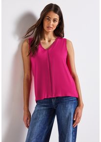 Street One Damen Shirttop, lila, casual, Gr. 38, unifarben, Jersey, Obermaterial: 95% Viskose, 5% Elasthan, Tops, mit Häkel Details