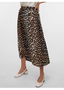 Véro Moda VERO MODA Damen Maxirock "VMJOSIE 7/8 SKIRT WVN GA"egret aop:leo, casual, Gr. M, bedruckt, Obermaterial: 83% Viskose, 17% Nylon, Röcke